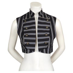 1990's RIFAT OZBEK deep blue striped military style vest