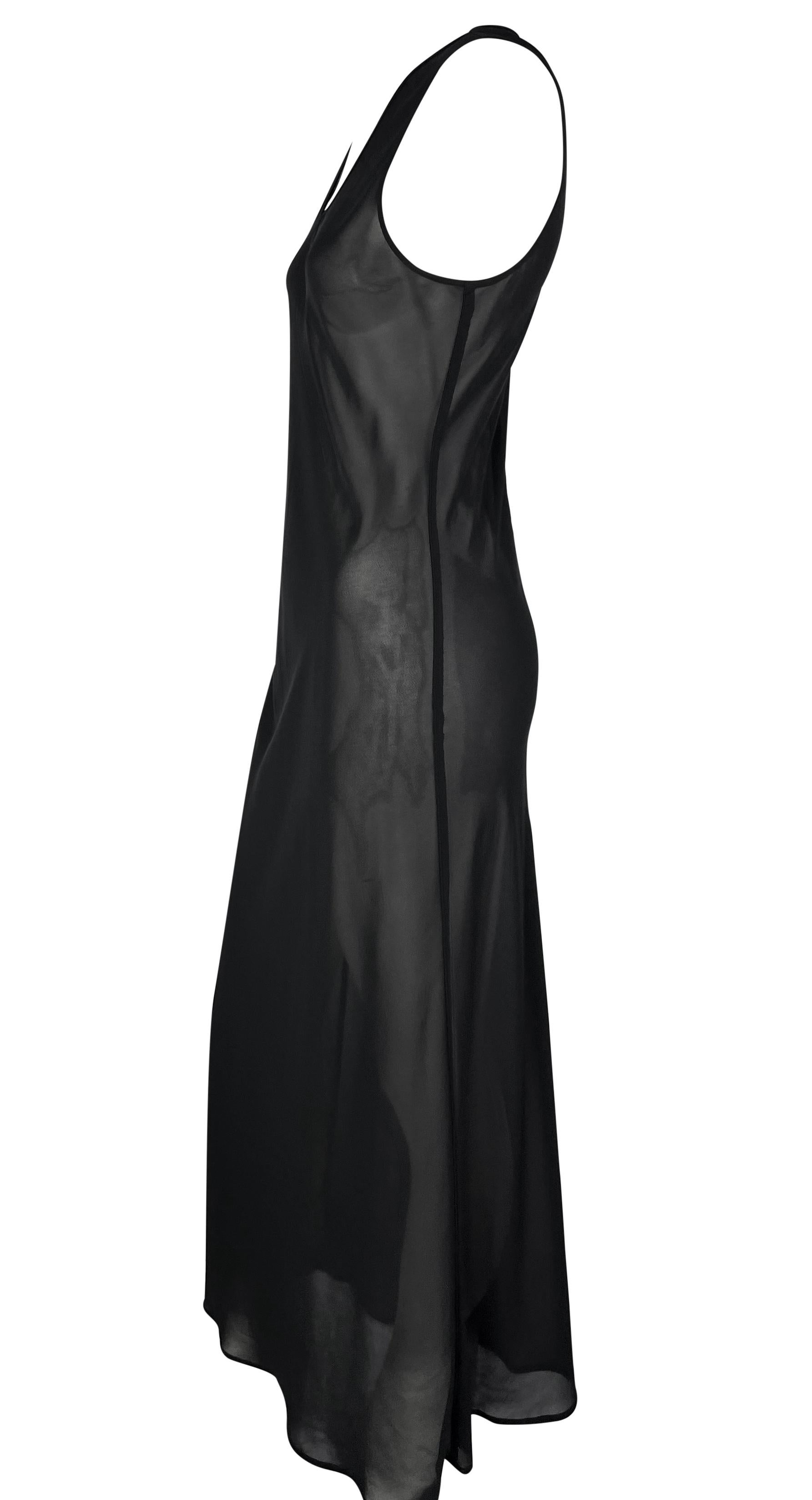 1990s Rifat Ozbek Sheer Black Sleeveless Maxi Dress In Excellent Condition For Sale In West Hollywood, CA