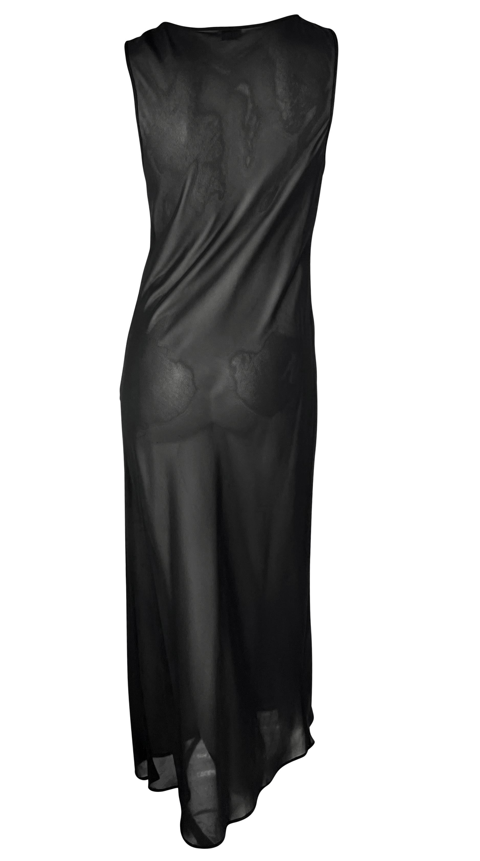 Women's 1990s Rifat Ozbek Sheer Black Sleeveless Maxi Dress For Sale