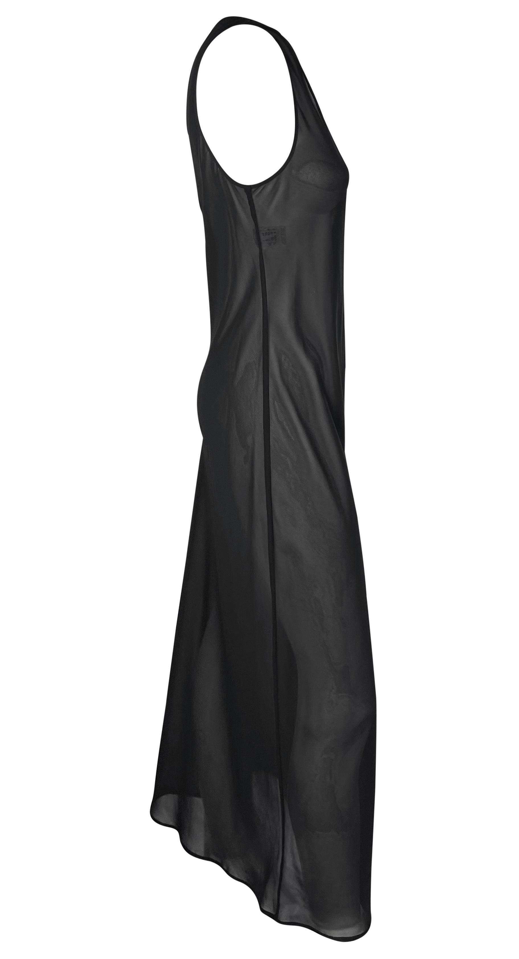 1990s Rifat Ozbek Sheer Black Sleeveless Maxi Dress For Sale 1