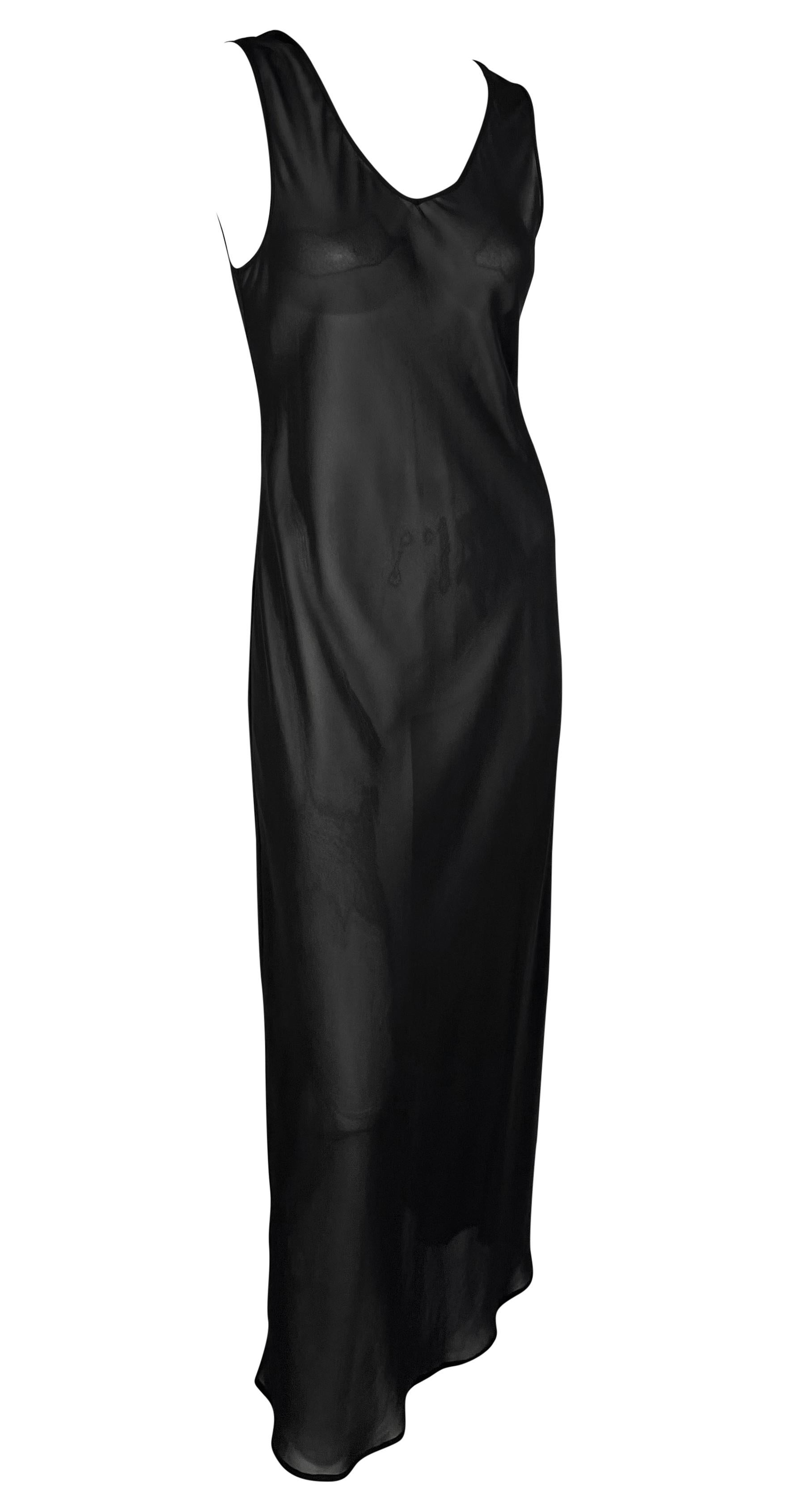 1990s Rifat Ozbek Sheer Black Sleeveless Maxi Dress For Sale 2