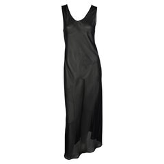 1990er Rifat Ozbek Schwarzes durchsichtiges ärmelloses Maxikleid