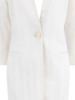 1990s Rifat Ozbek Shimmery White Stripe Pantsuit