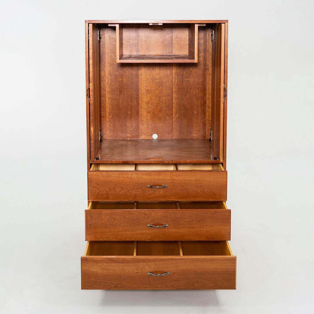 American 1990s Robert Lovett Custom-Designed Cherry Armoire Cabinet For Sale