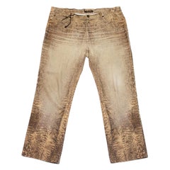 1990s Roberto Cavalli Beige Snake Print Jeans