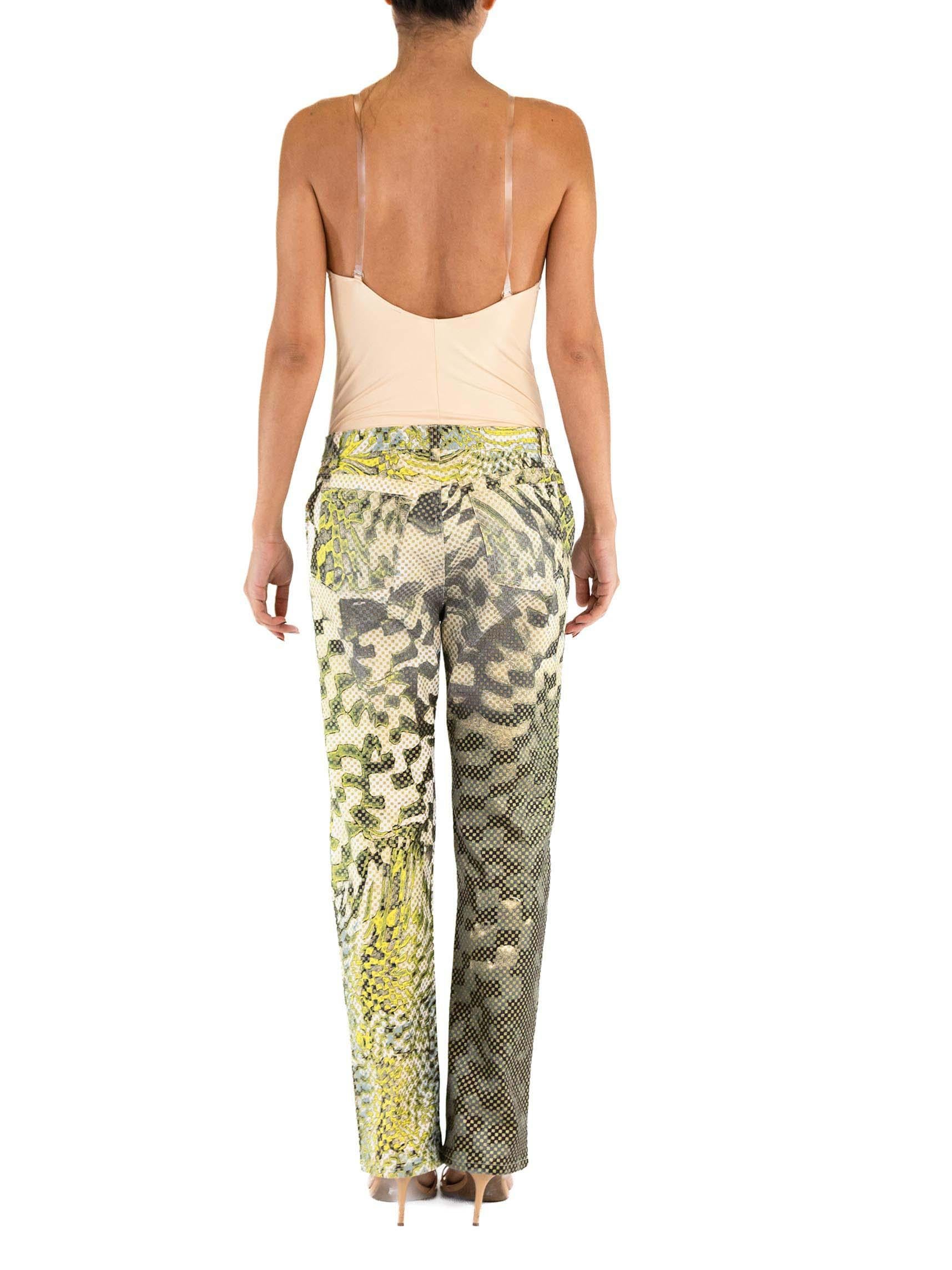 1990S ROBERTO CAVALLI Black & White Psychedelic Cotton Denim Op-Art Jeans 2