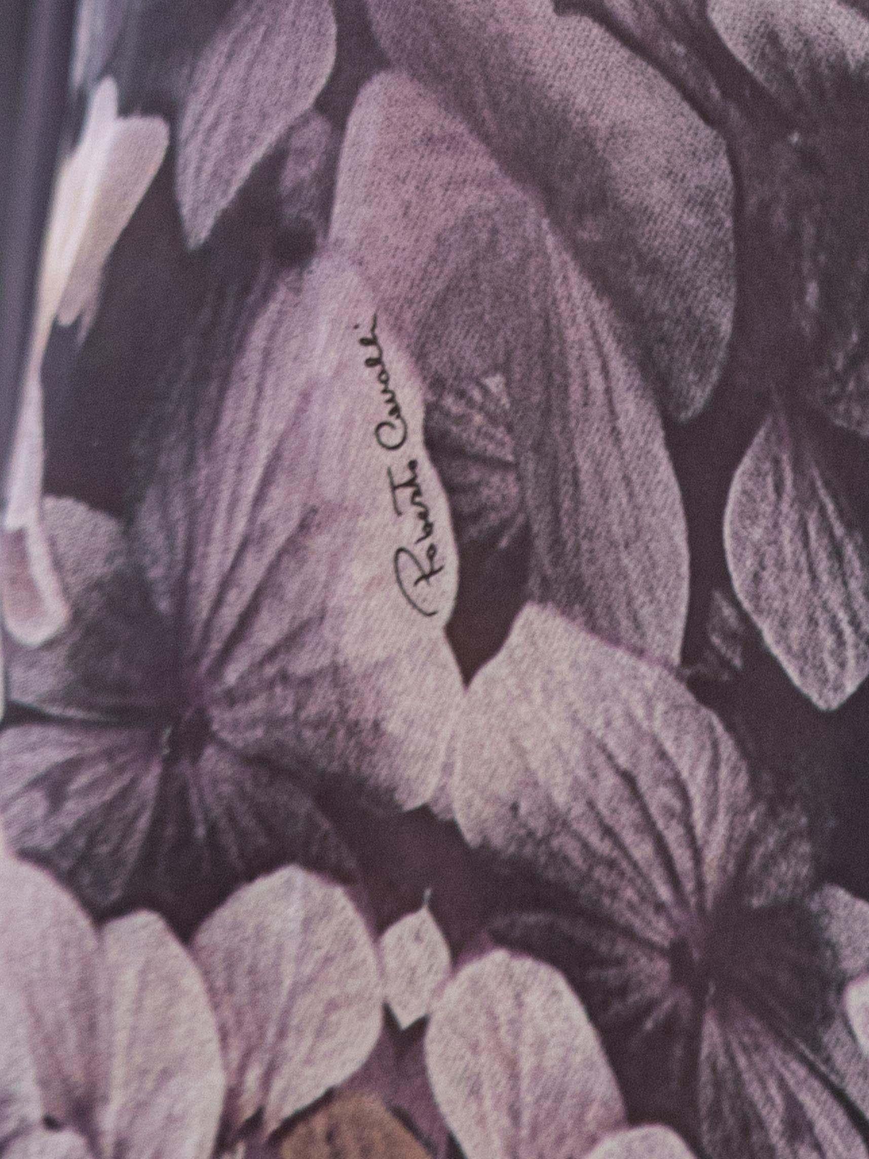 Women's 1990S ROBERTO CAVALLI Dark Purple Silk Chiffom Floral Gown For Sale