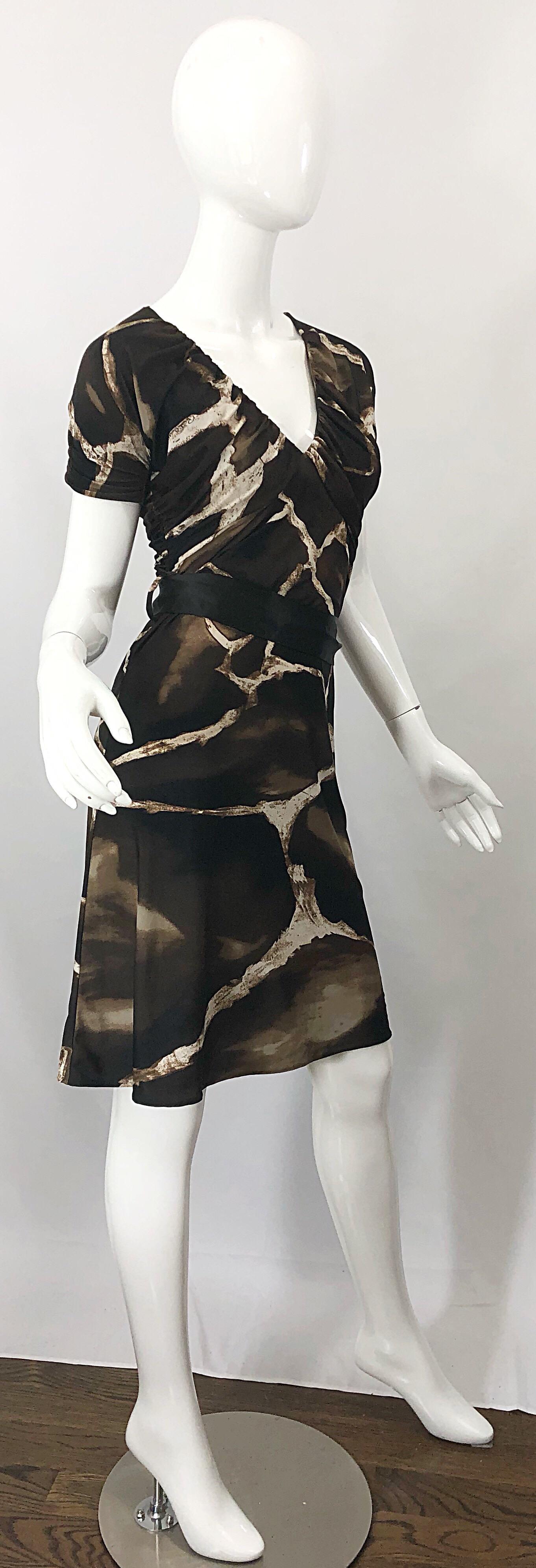 1980s Roberto Cavalli for Neiman Marcus Giraffe Print Vintage 80s Jersey Dress For Sale 3