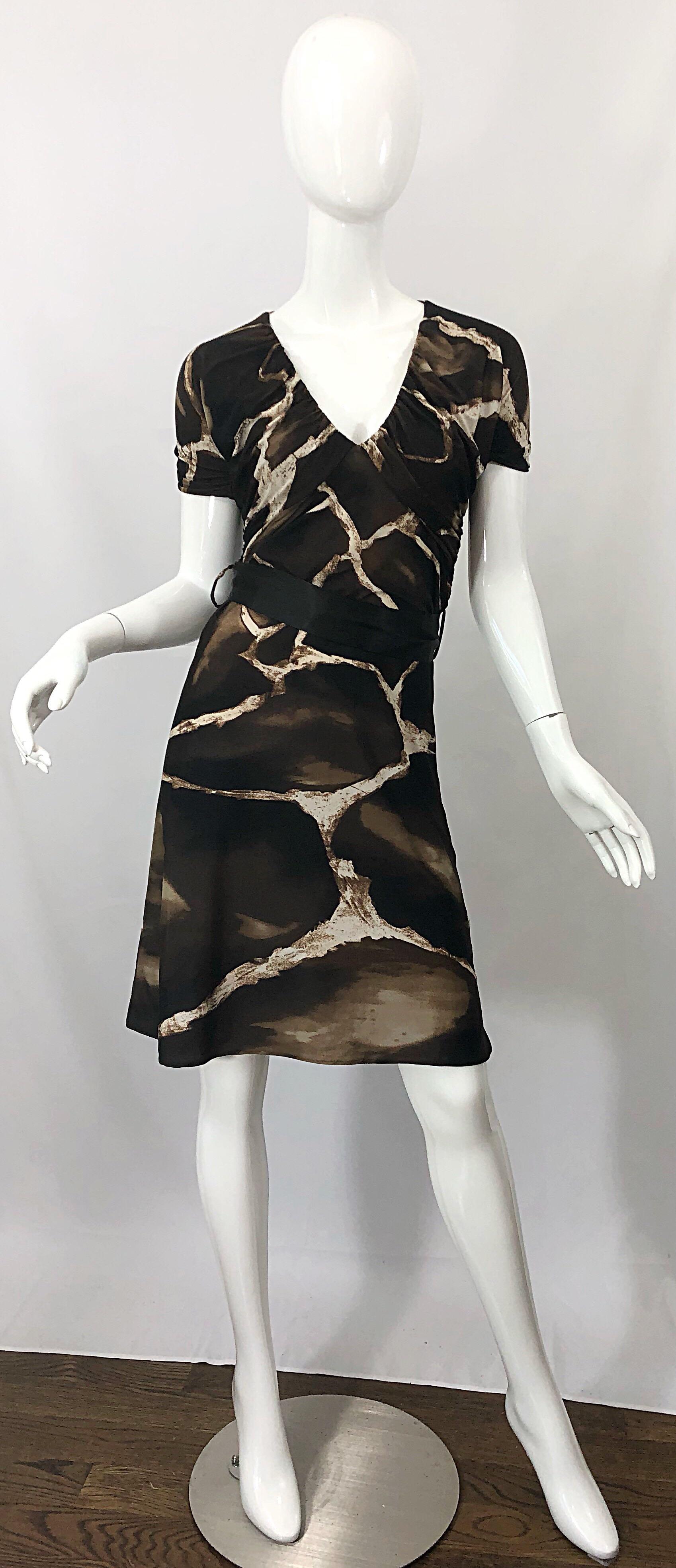 1980s Roberto Cavalli for Neiman Marcus Giraffe Print Vintage 80s Jersey Dress For Sale 6