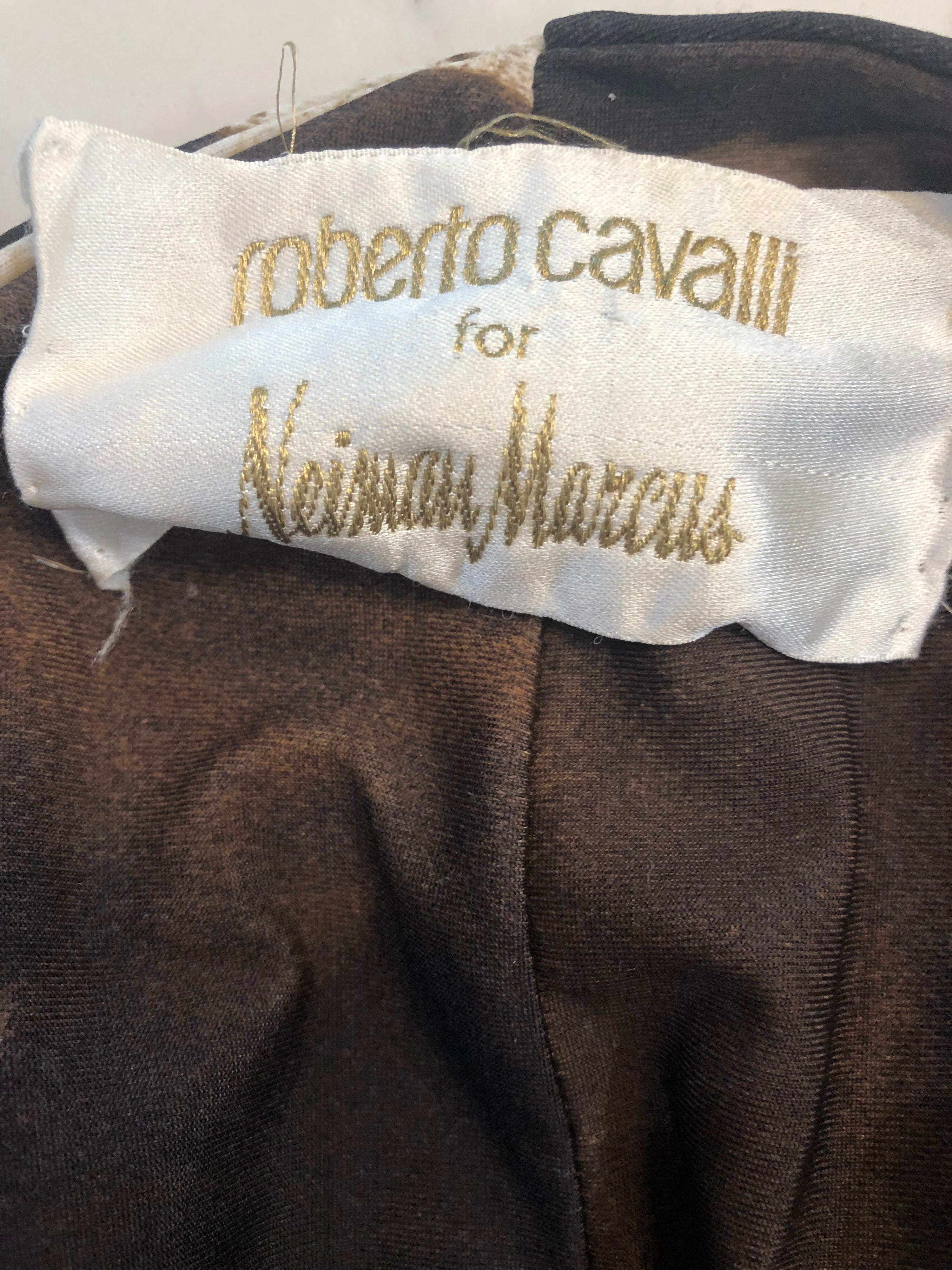 1980s Roberto Cavalli for Neiman Marcus Giraffe Print Vintage 80s Jersey Dress For Sale 7