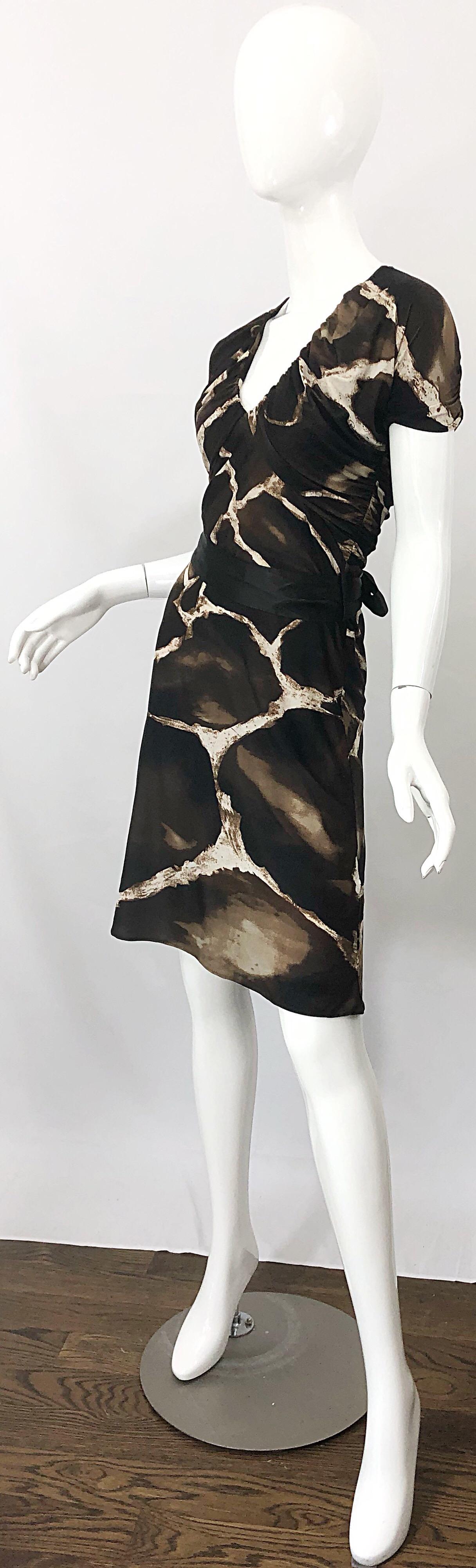 Black 1980s Roberto Cavalli for Neiman Marcus Giraffe Print Vintage 80s Jersey Dress For Sale