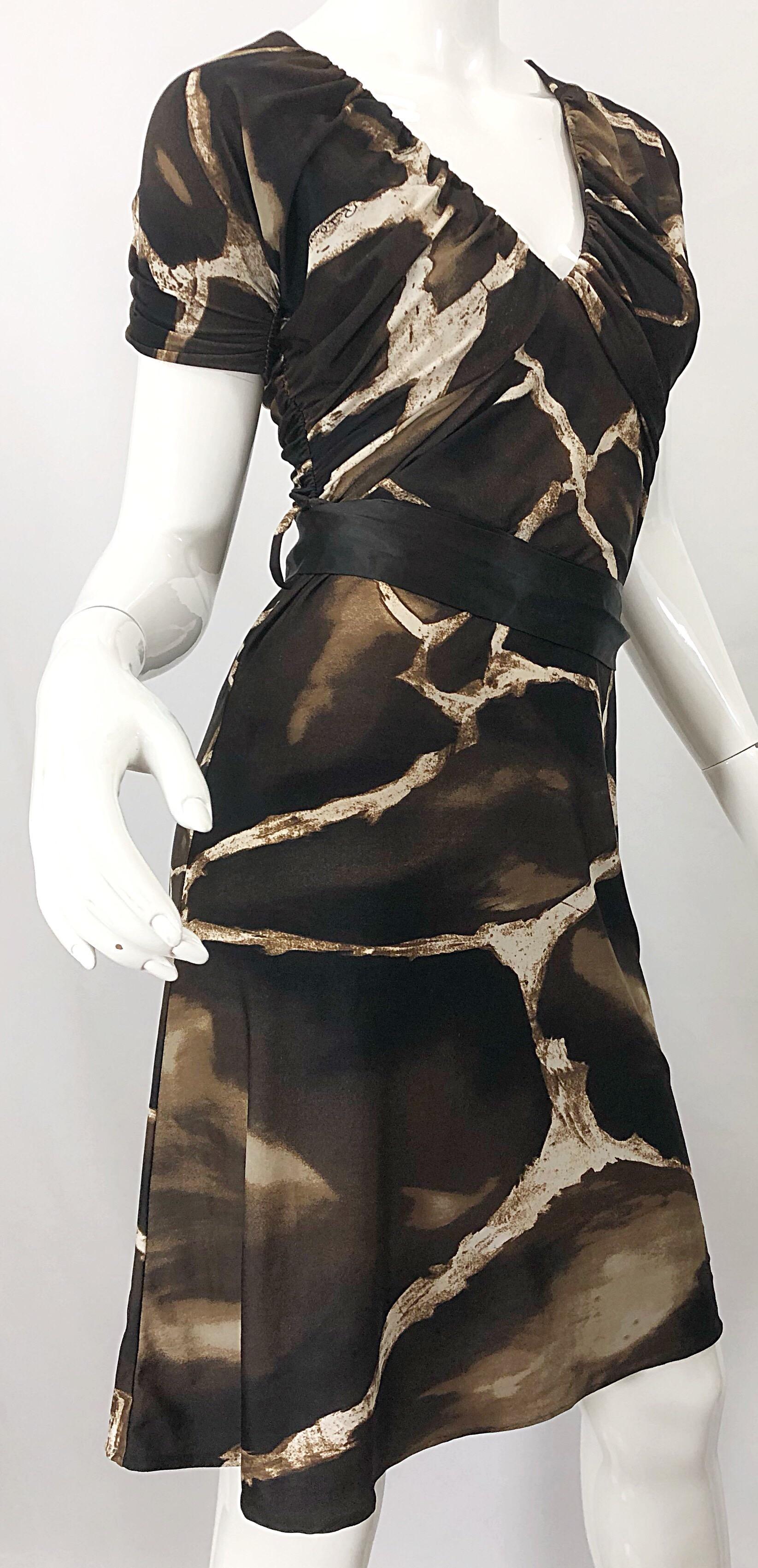 Women's 1980s Roberto Cavalli for Neiman Marcus Giraffe Print Vintage 80s Jersey Dress For Sale