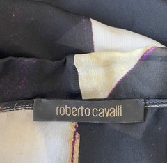 1990s Roberto Cavalli Large Size Leopard Animal Zebra Print Chiffon 90s Blouse