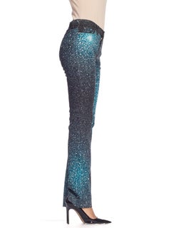 1990s Roberto Cavalli Low Rise Straight Cut Jeans with Crystals