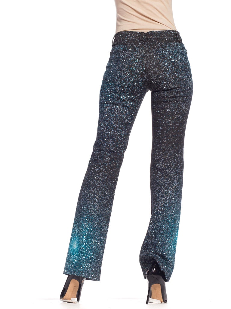 1990s Roberto Cavalli Low Rise Straight Cut Jeans with Crystals at ...