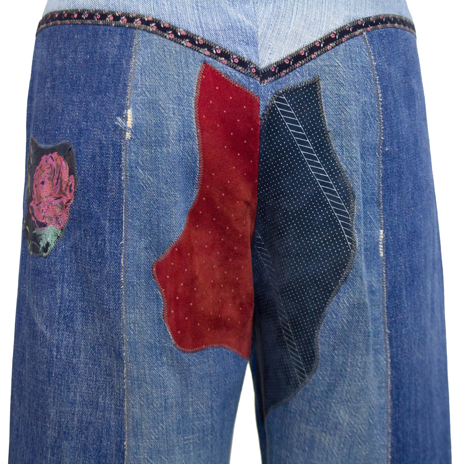 flower patchwork jeans
