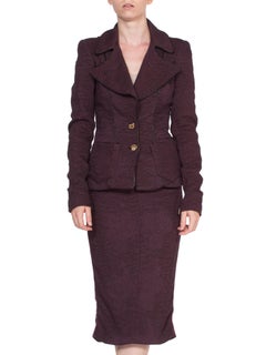 1990'S ROBERTO CAVALLI Plum Purple Skirt Suit