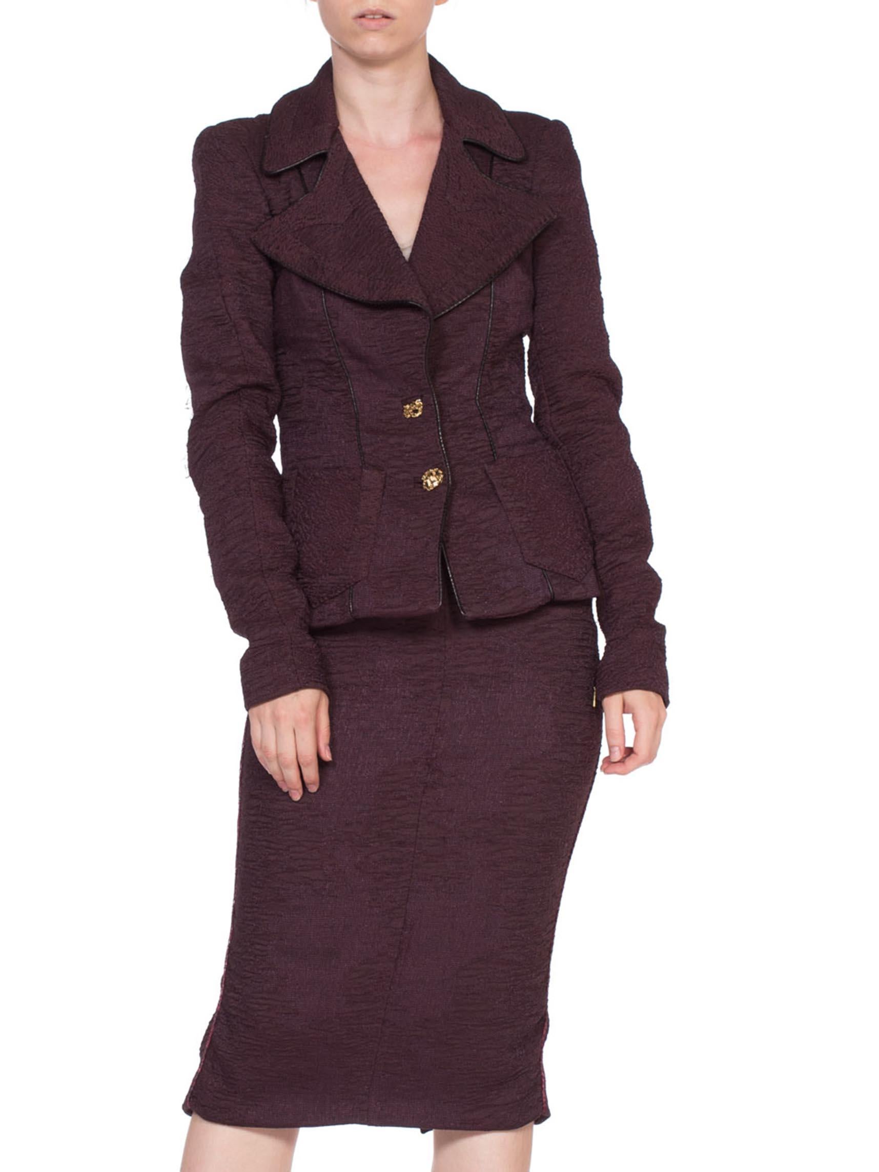 Black 1990'S ROBERTO CAVALLI Plum Purple Skirt Suit For Sale