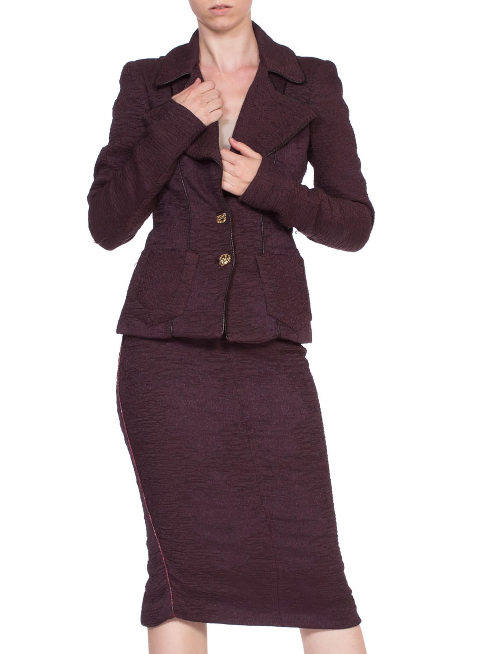 1990'S ROBERTO CAVALLI Plum Purple Skirt Suit In Excellent Condition For Sale In New York, NY