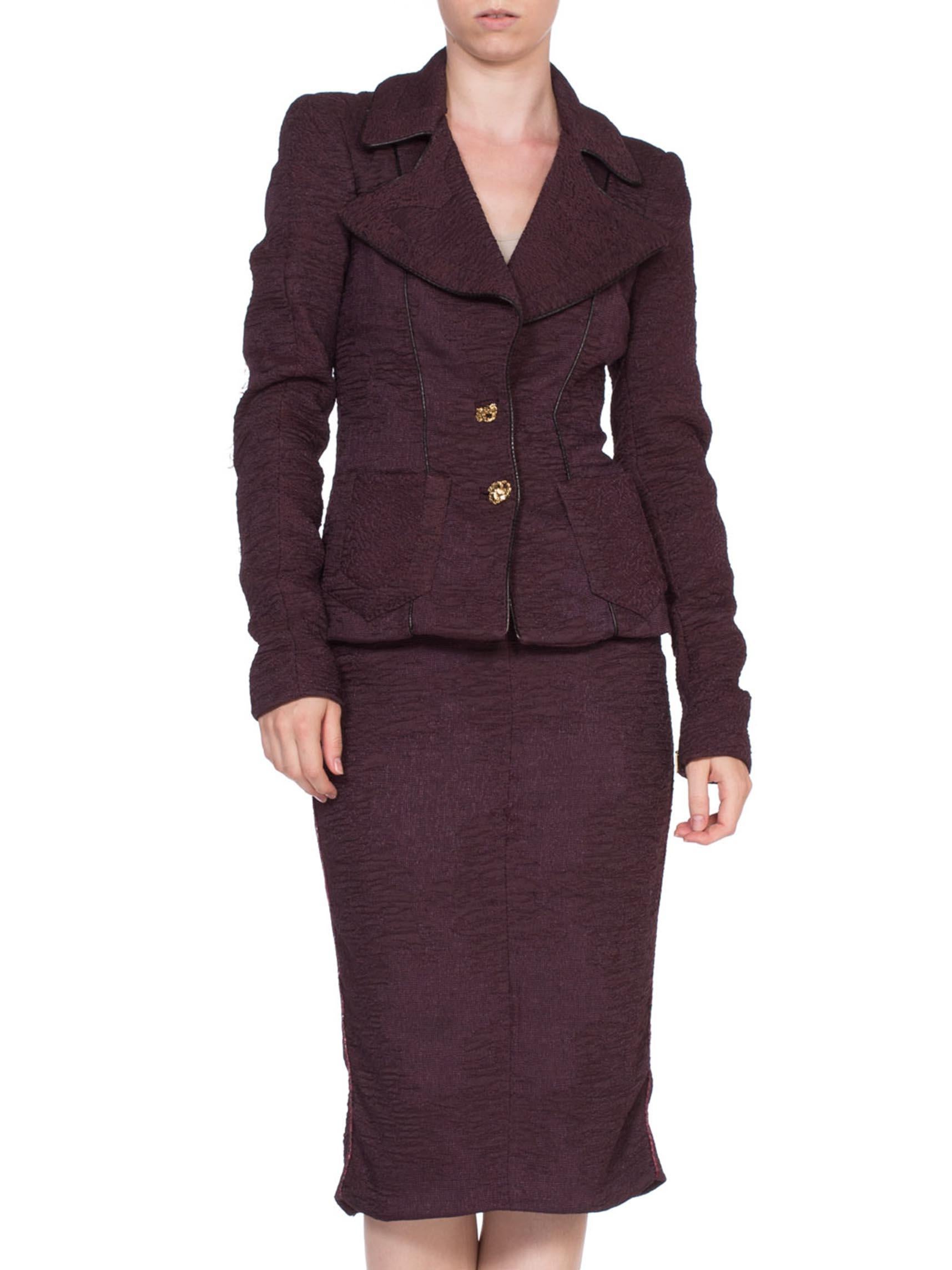 Women's 1990'S ROBERTO CAVALLI Plum Purple Skirt Suit For Sale