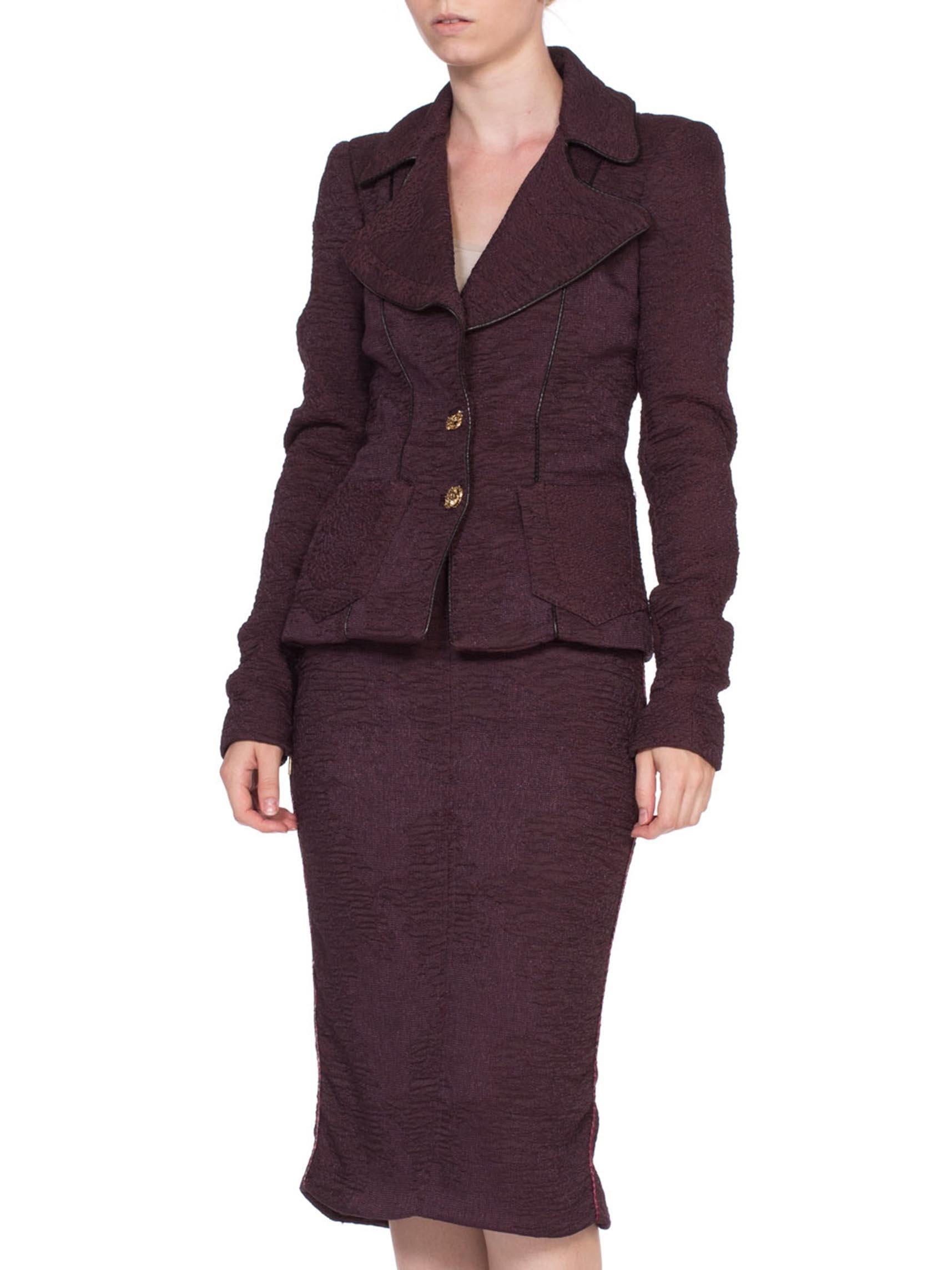 1990'S ROBERTO CAVALLI Plum Purple Skirt Suit For Sale 2