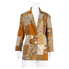 1990er Roberto Cavalli Bedruckter Leder-Patchwork-Blazer, Medium