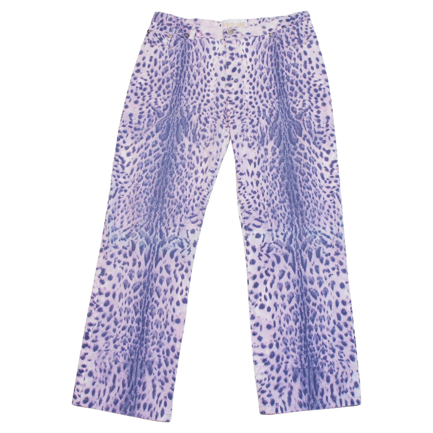 1990S Roberto Cavalli Purple Leopard Jeans 