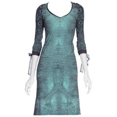 1990s Roberto Cavalli Slinky Crocodile Snakeskin Print Dress