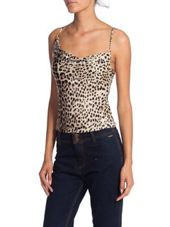 1990S Roberto Cavalli Slinky Jersey Cheetah Leopard Animal Print Cami