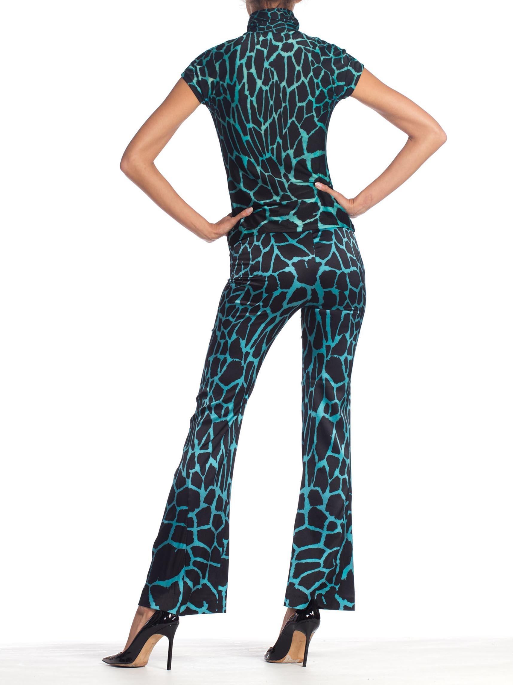 Women's 1990S Roberto Cavalli Stretch Silk Satin Leopard Print Top + Pants
