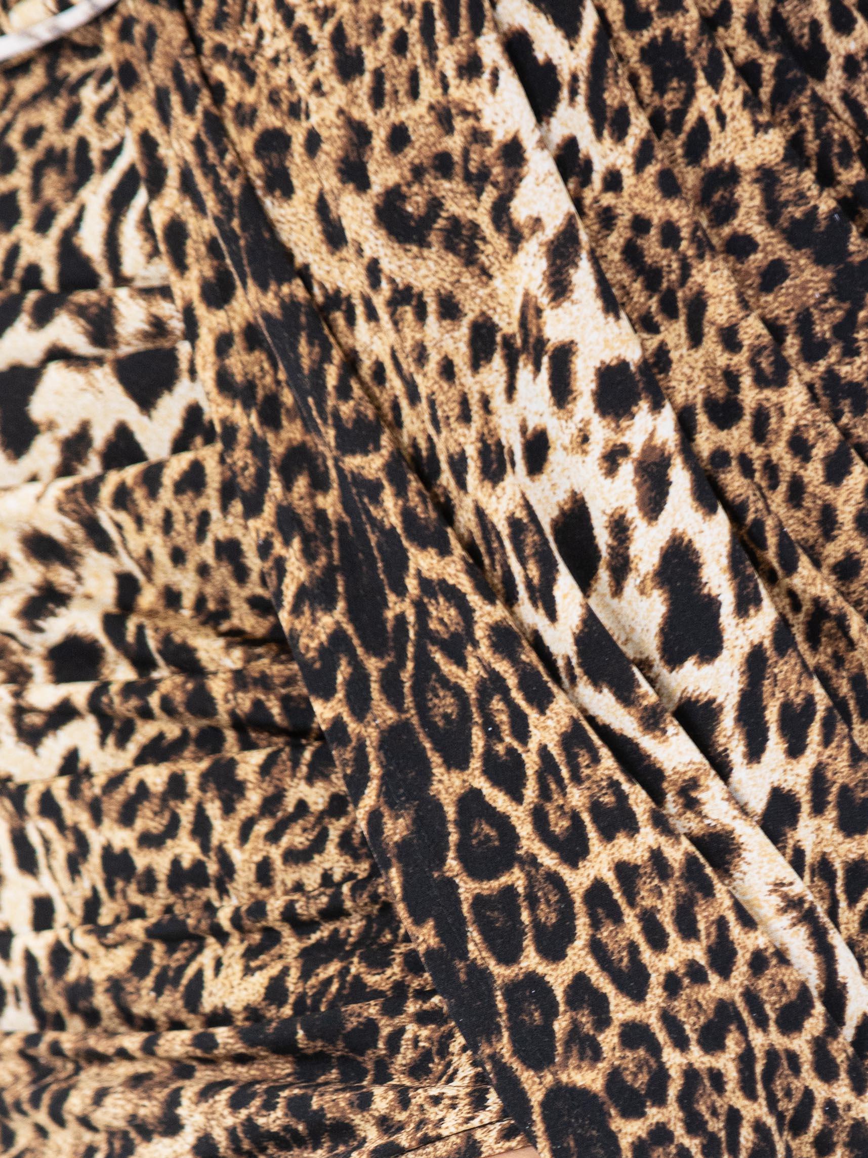 1990S ROBERTO CAVALLI Style Leopard Print Viscose & Spandex Jersey Cocktail Dre For Sale 3