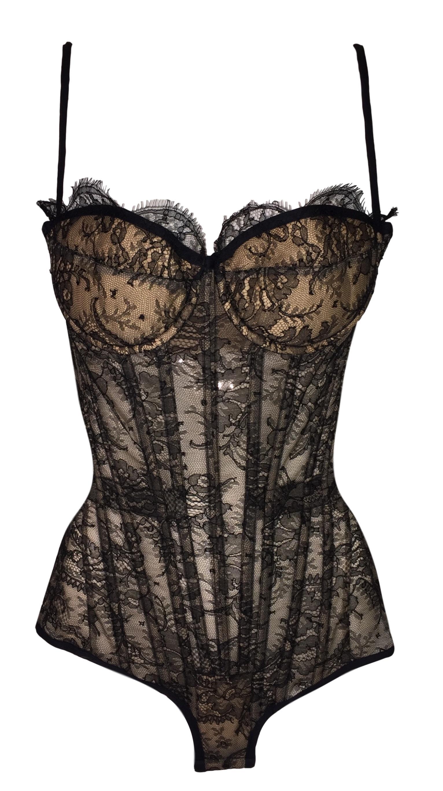 black lace corset bodysuit