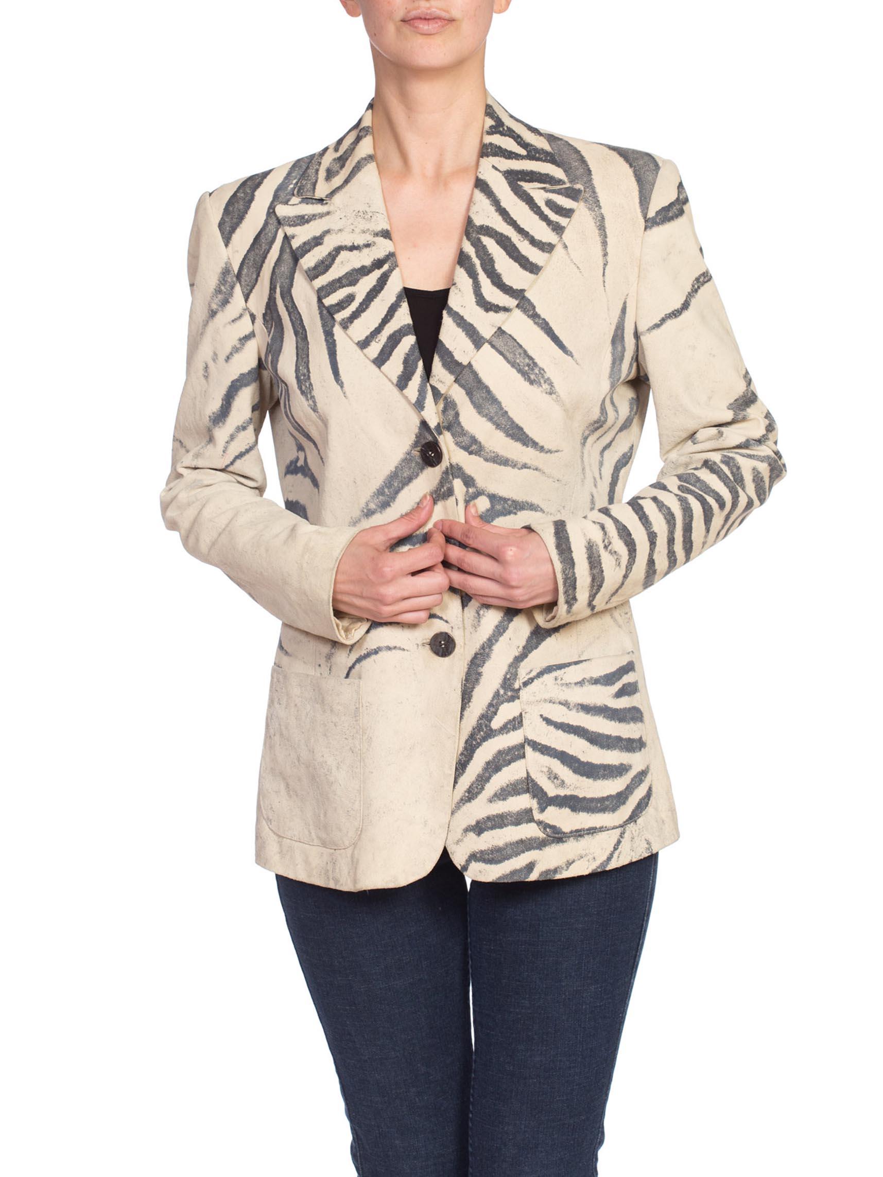 Beige 1990's Roberto Cavalli Zebra Print Jacket