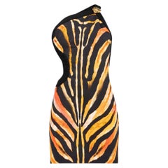1990s Roberto Cavalli Zebra Print one shoulder dress New with original tags 42it