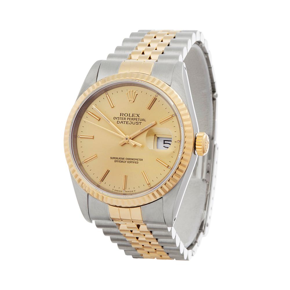 1990s Rolex Datejust Steel and Yellow Gold 16233 Wristwatch 1