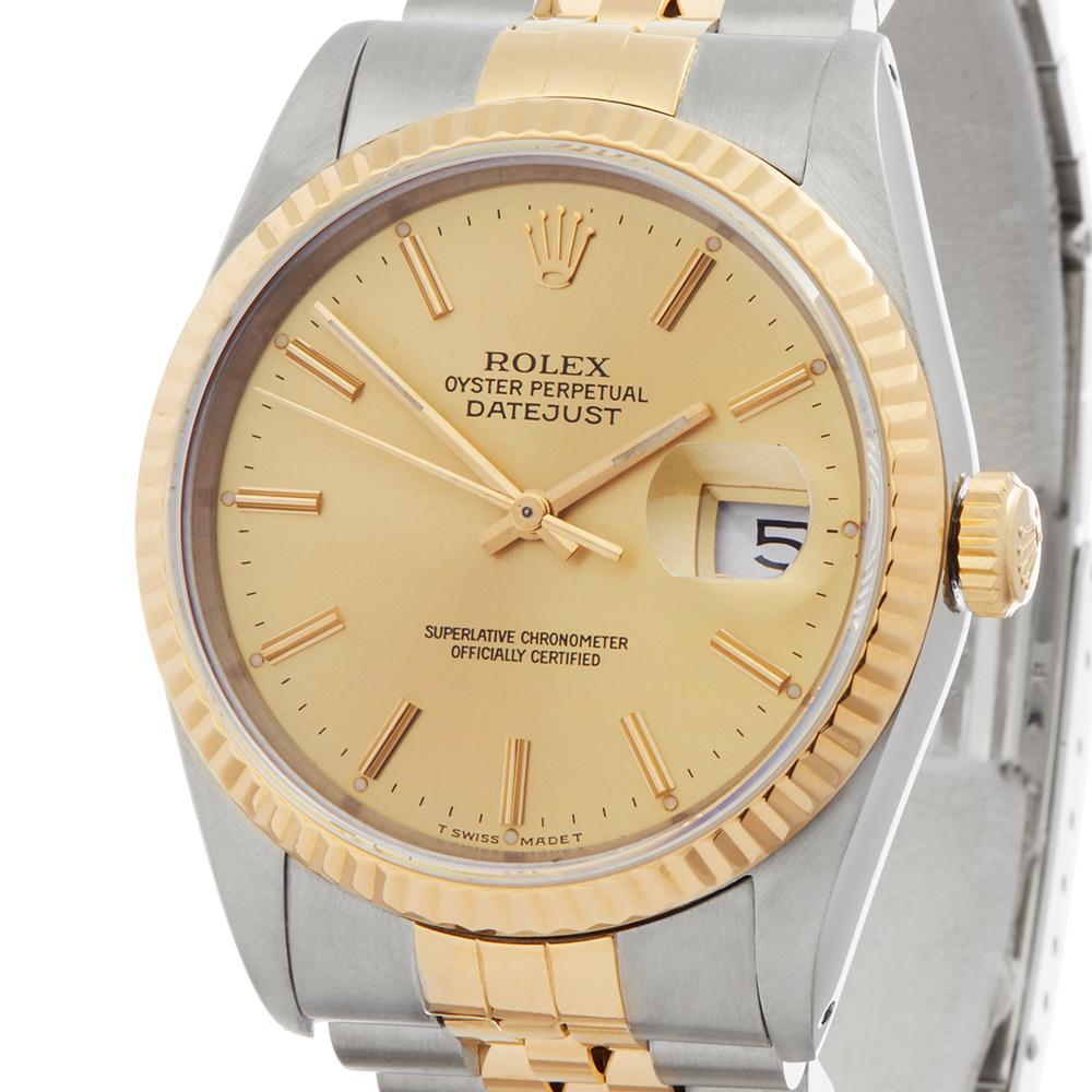 1990s Rolex Datejust Steel and Yellow Gold 16233 Wristwatch 2