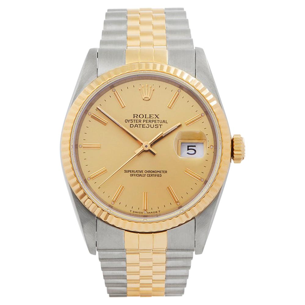 1990s Rolex Datejust Steel and Yellow Gold 16233 Wristwatch