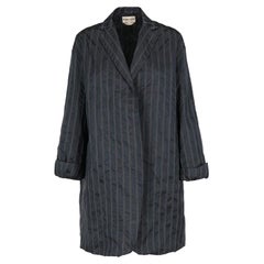 1990s Romeo Gigli blue pinstripe silk blend open jacket