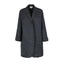 1990s Romeo Gigli blue pinstripe silk blend open jacket