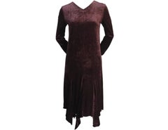 1990's ROMEO GIGLI brown velvet dress with asymmetrical hemline