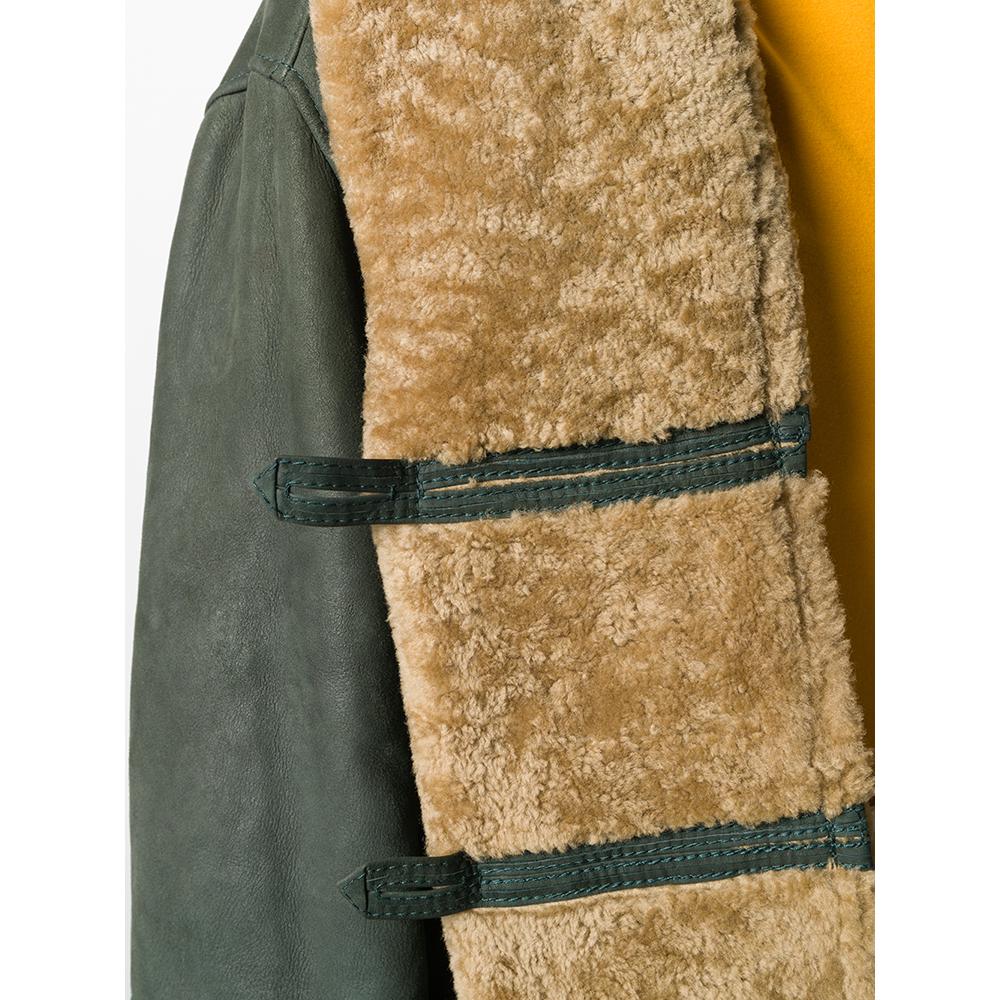 Women's 1990s Romeo Gigli Green Midi Sheepskin Coat