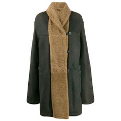 1990s Romeo Gigli Green Midi Sheepskin Coat