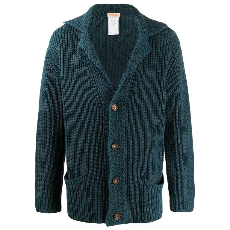 1990s Romeo Gigli Petroleum Blue Knitted Cardigan at 1stDibs