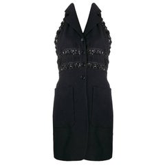 1990s Romeo Gigli Vintage Black Embroidered Jacket-Vest-MiniDress