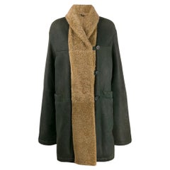 1990s Romeo Gigli Vintage Forest Green Midi Sheepskin Coat