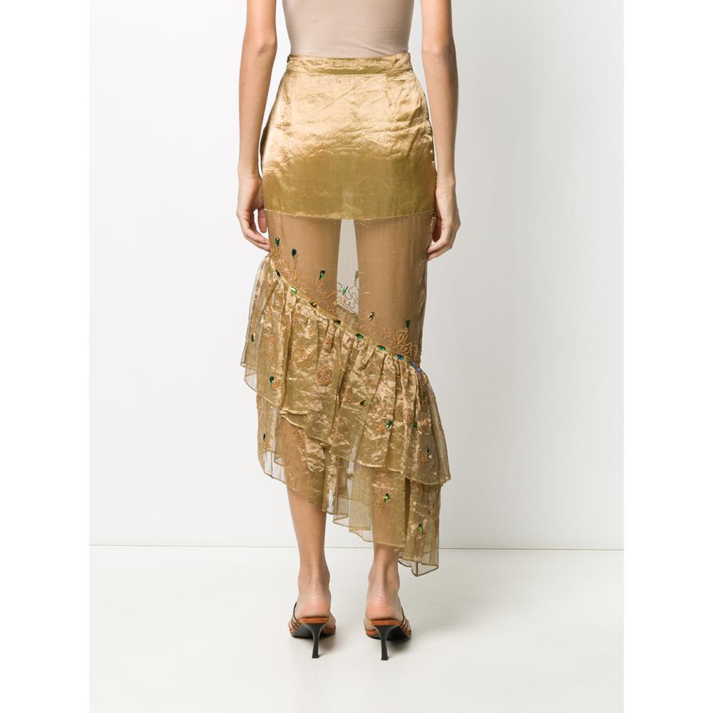 1990s Romeo Gigli Vintage gold silk Asymmetric Skirt In Excellent Condition In Lugo (RA), IT