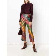 1990s Romeo Gigli Vintage Multicolor Jacquard Silk Trousers