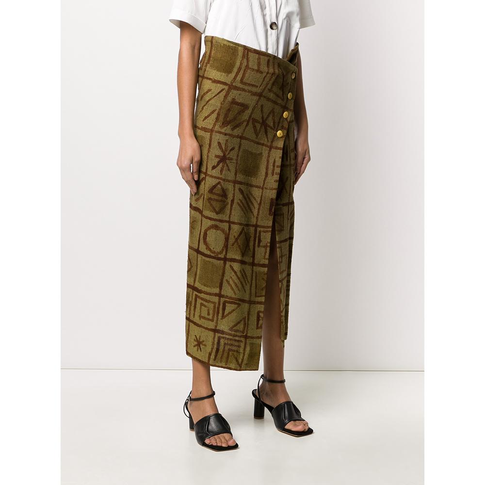 Brown 1990s Romeo Gigli Wrap Skirt