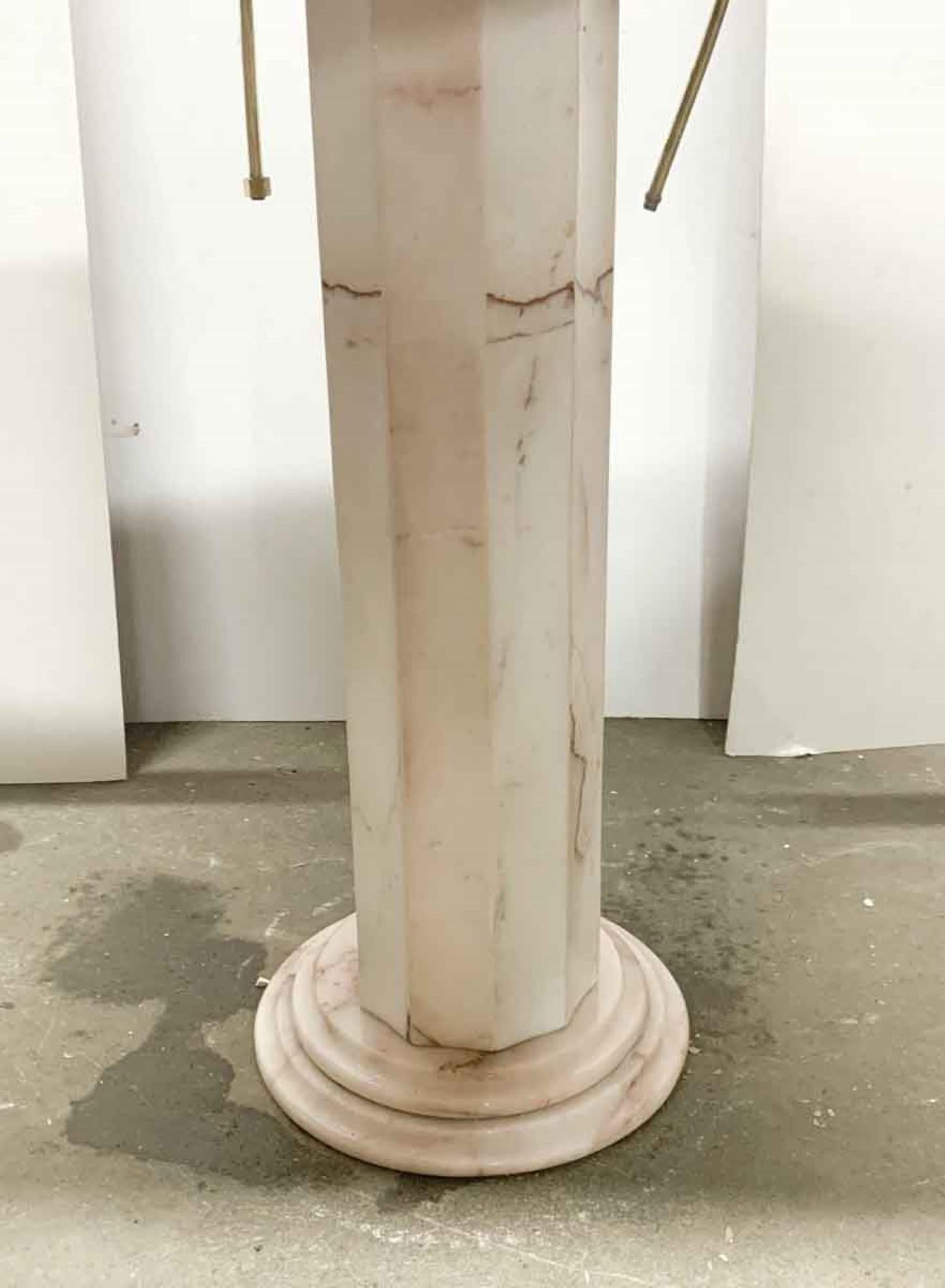 Late 20th Century 1990s Rose Colored Marble Pedestal Sink with Fluted Base and Arched Backsplash