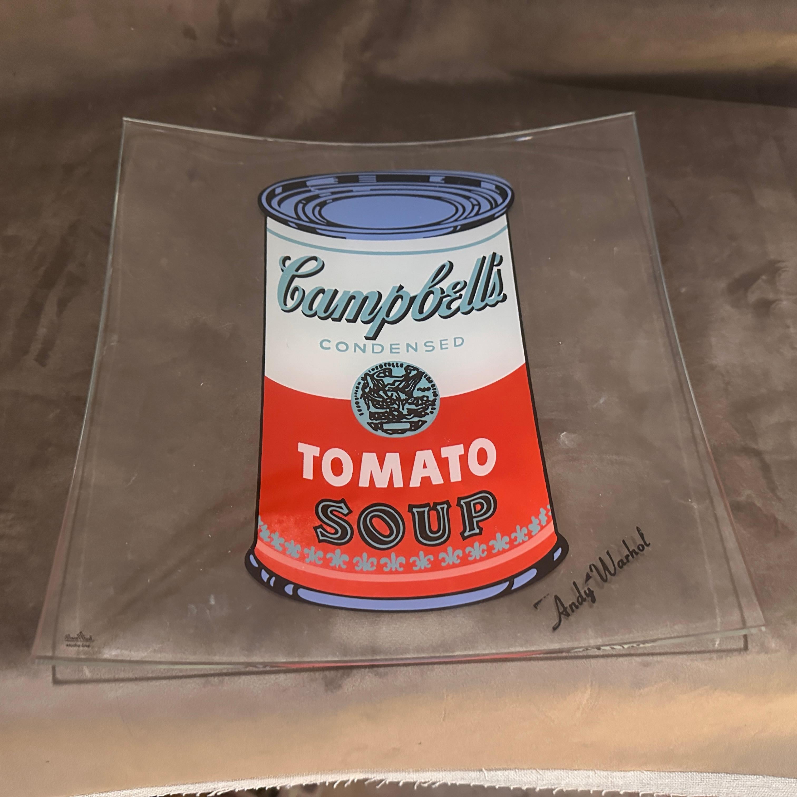 Vide-poche carrée Rosenthal Campbell Soup Glass des années 1990 conçue par Andy Warhol en vente 2